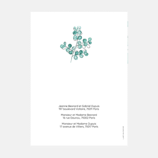 Wedding invitation Eucalyptus Watercolor