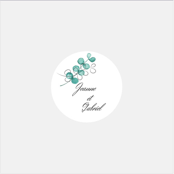 Stickers personnalisés mariage Eucalyptus Aquarelle