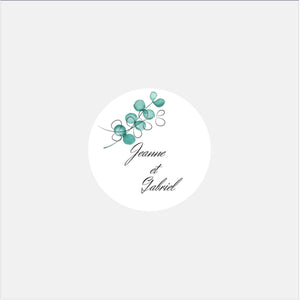 Stickers personnalisés mariage Eucalyptus Aquarelle