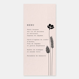 Wedding Menu Dried Flowers