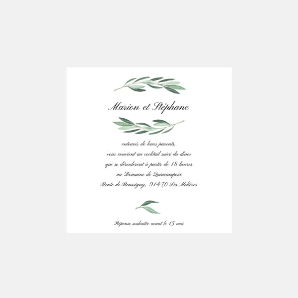 Klassische Foliage-Hochzeitseinladungskarte