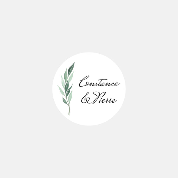 Personalisierte Hochzeitsaufkleber „Transparent Foliage“.