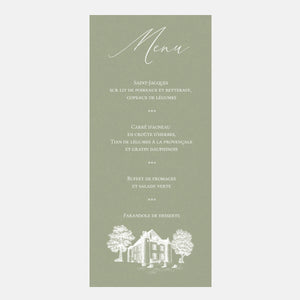 Menu de mariage transparence domaine des Tourelles