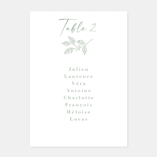 Foliage wedding table plan - 5ex