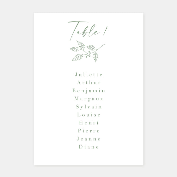 Foliage wedding table plan - 5ex