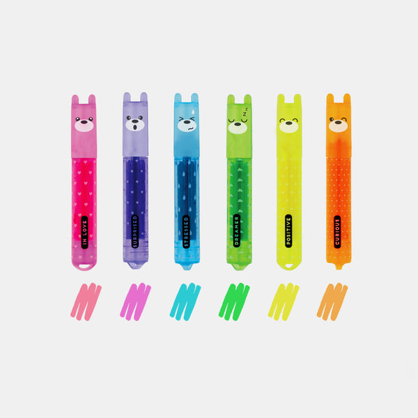 Set 6 surligneurs fluo teddy s style