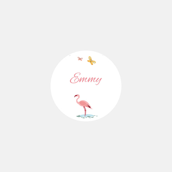 Stickers personnalisés naissance jungle flamant rose