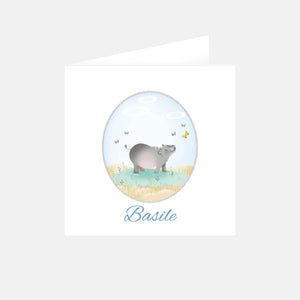 Faire-part naissance médaillon hippopotame