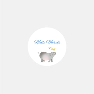 Personalized Hippo Birth Stickers
