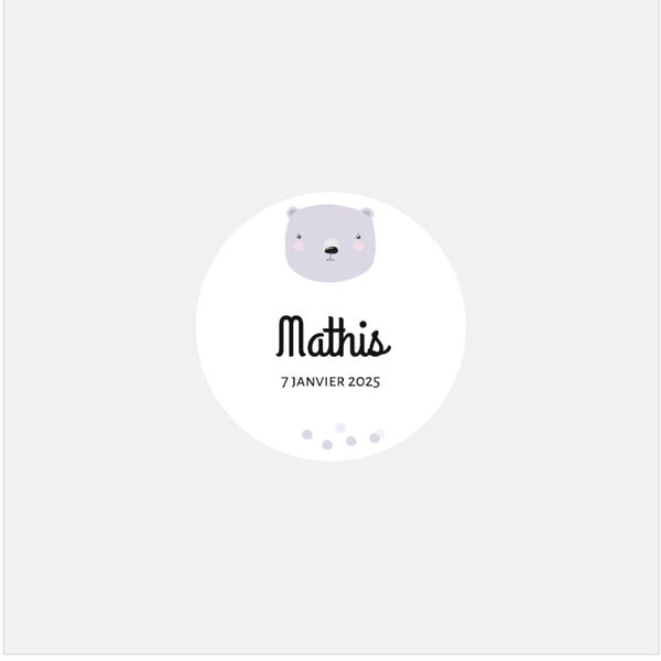 Stickers personnalisés naissance ours polaire