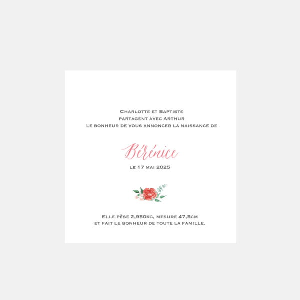Birth announcement small flowers
