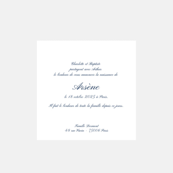 Faire-part naissance 1 ligne pour faire part