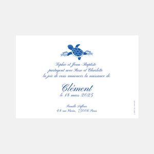Faire-part de naissance classique tortue
