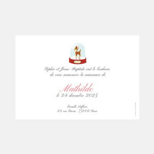 Faire-part de naissance classique Faon