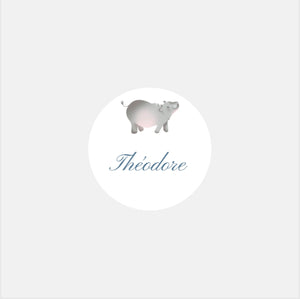 Stickers personnalisés naissance clasique hippo