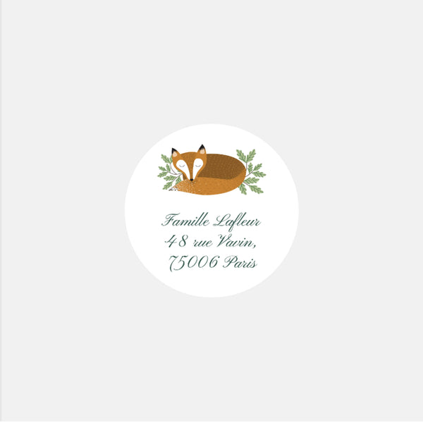 Stickers personnalisés naissance classique renard