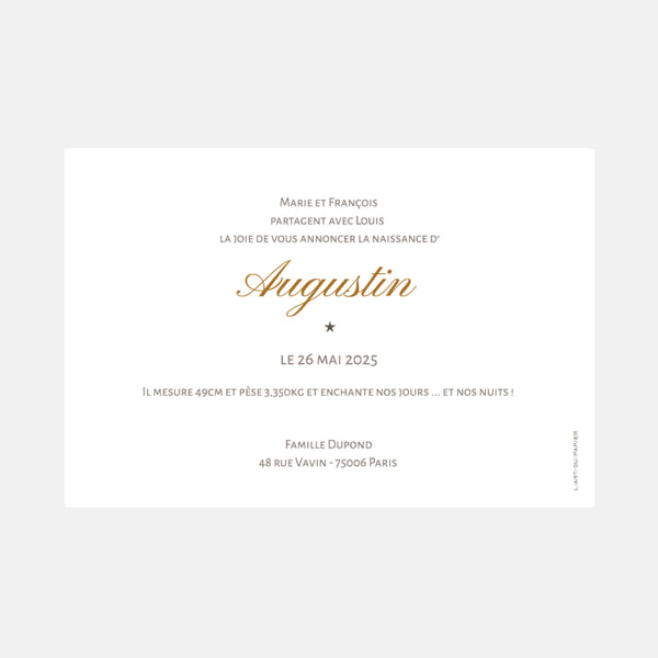 Faire-part de naissance augustin