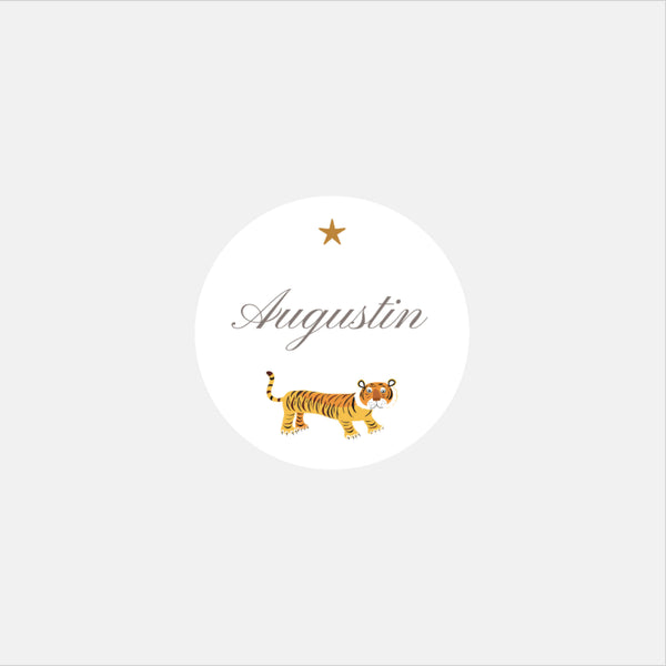 Personalisierte Aufkleber Geburt Tiger