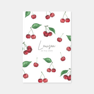 Faire-part de naissance cerises aquarelle