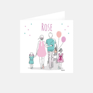 Faire-part naissance ma famille rose 2 soeurs by Kopines
