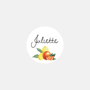 Personalisierte Geburtsaufkleber Citrus