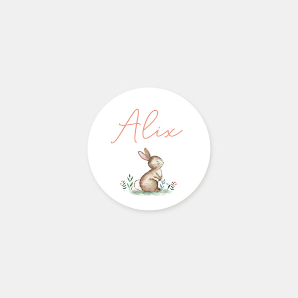 Stickers personnalisés naissance petit lapin