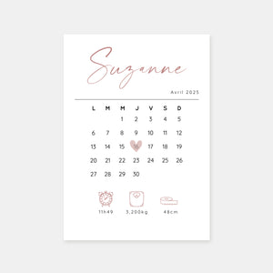 Birth announcement 30 day calendar