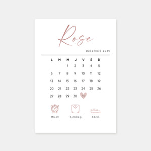 Birth announcement calendar 31 days