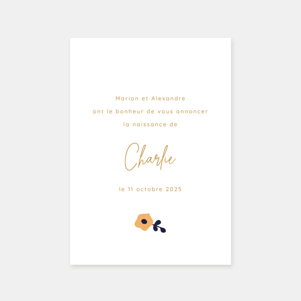 Faire-part de naissance ours fleuri