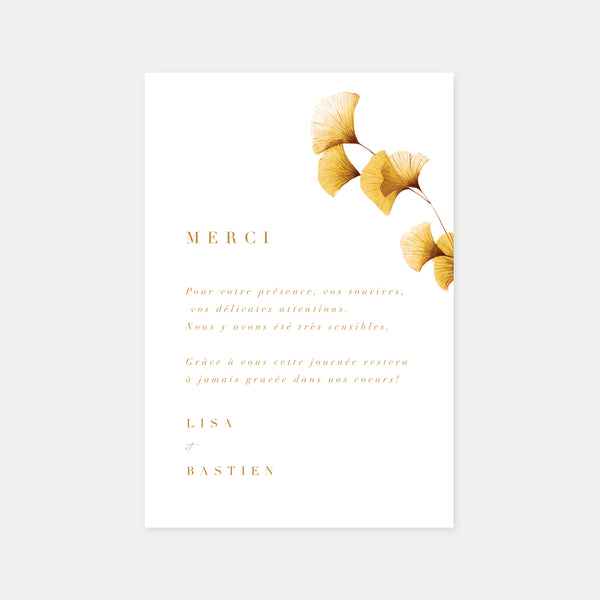 Wedding thank you card ginkgo biloba watercolor