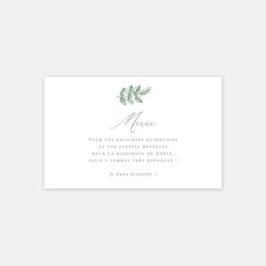 Carte de remerciements naissance Toile de jouy