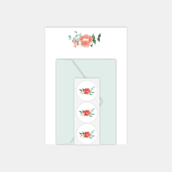 Letter paper set - Watercolor flowers