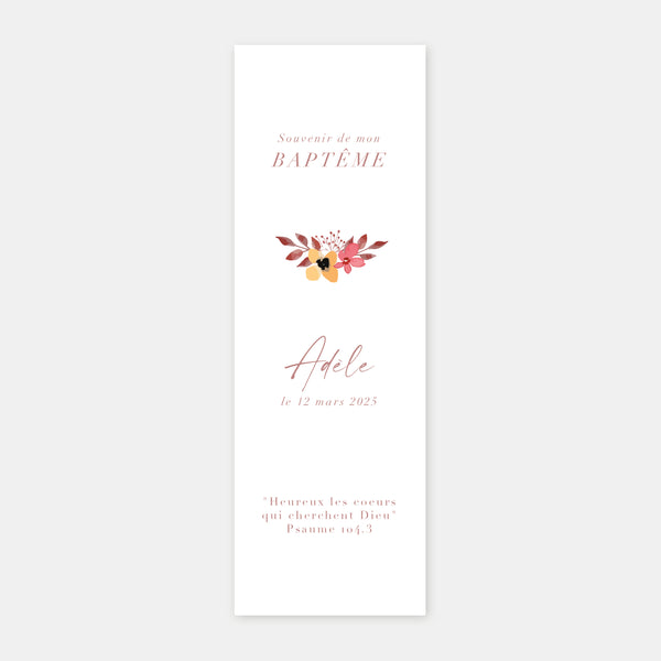 Flower candle baptism bookmark