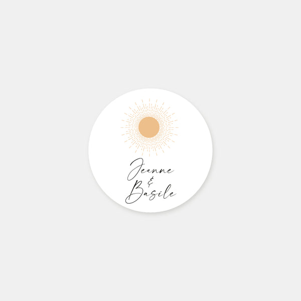 Personalisierte Hochzeitsaufkleber für den Sonnenuntergang am Strand