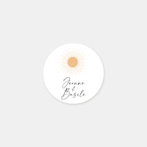 Personalisierte Hochzeitsaufkleber für den Sonnenuntergang am Strand