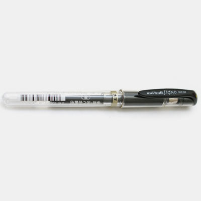 Uniball black metal gel ink pen with wide tip