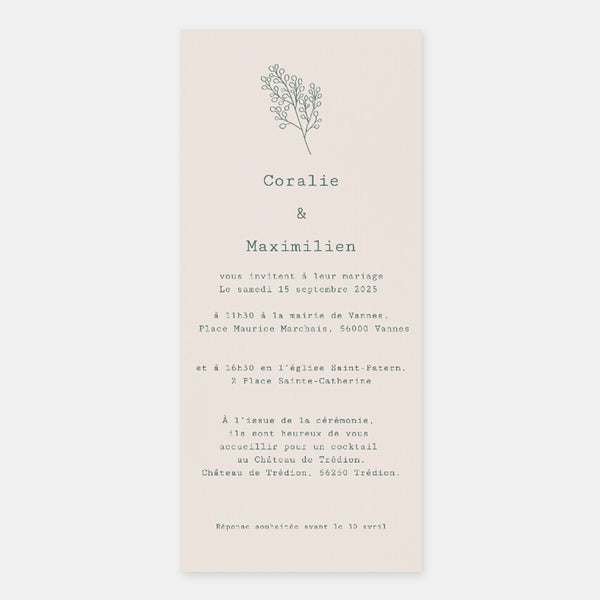 Faire-part de mariage Brindille